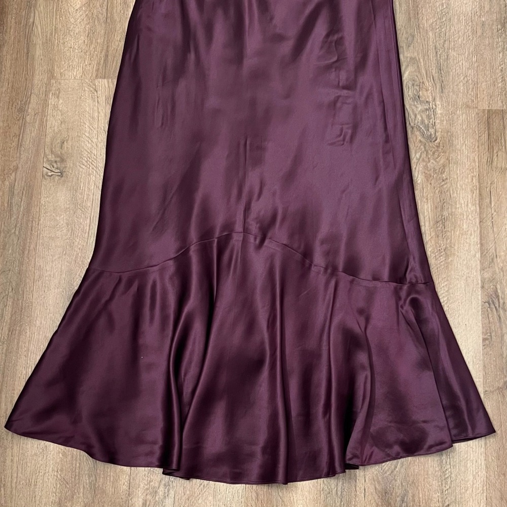 Lauren Ralph Lauren Plum Purple 100% Silk High-Low Mermaid Midi Skirt Size 8 - Picture 5 of 10